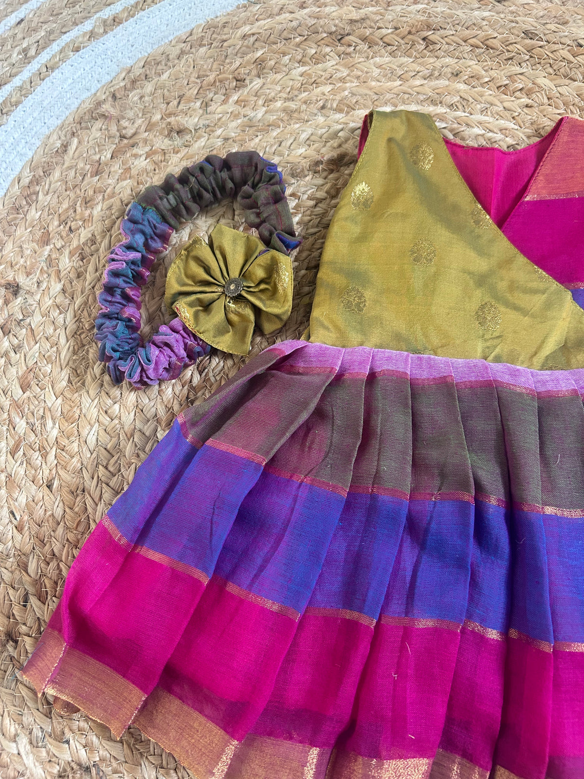 Multicolor kanchi cotton Angrakha-Style  Ethnic Wear for Baby Girl – Traditional frock for Baby Girl