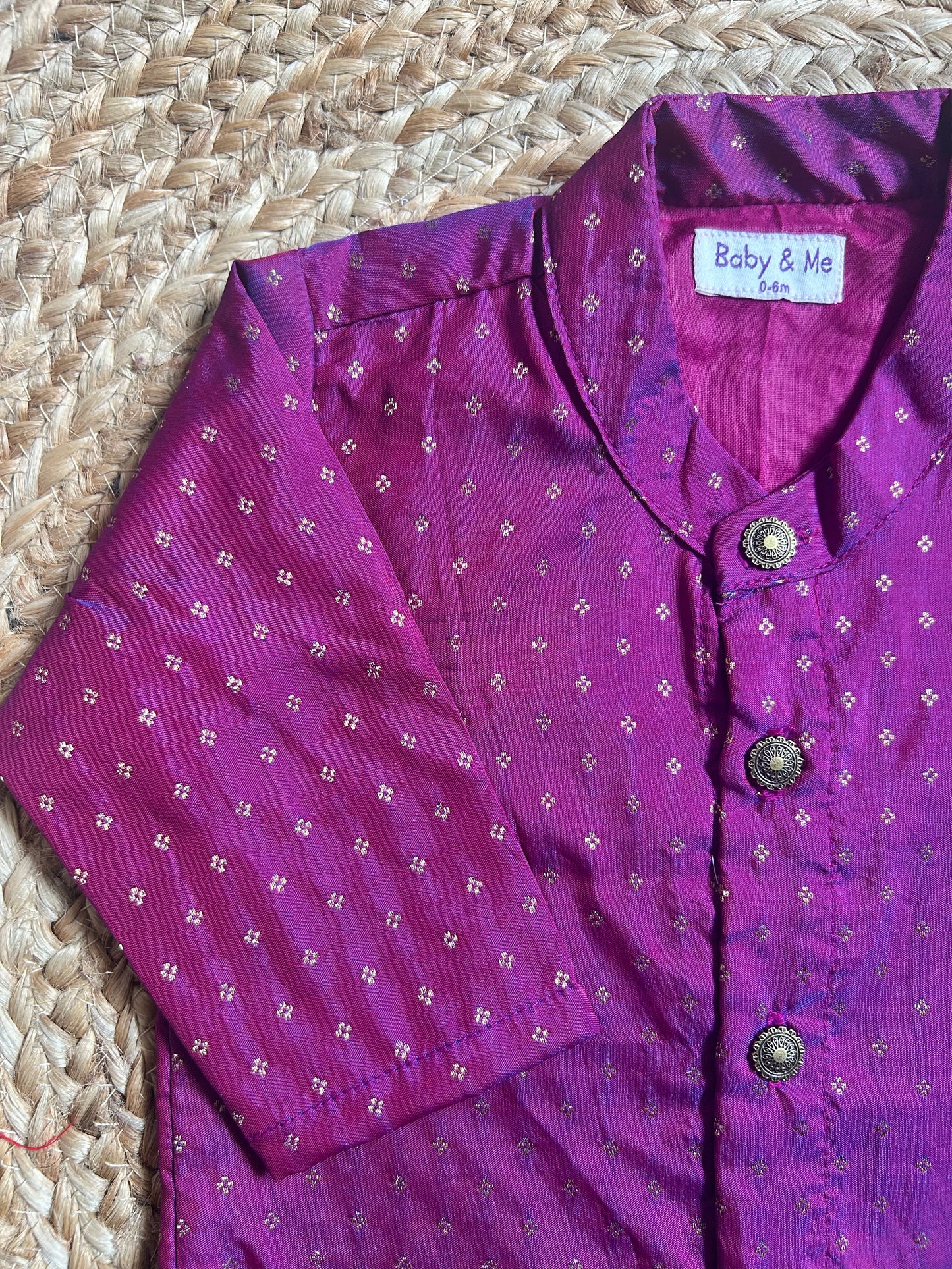 Dark Pink Traditional Kurta for baby boy ethnic top wear