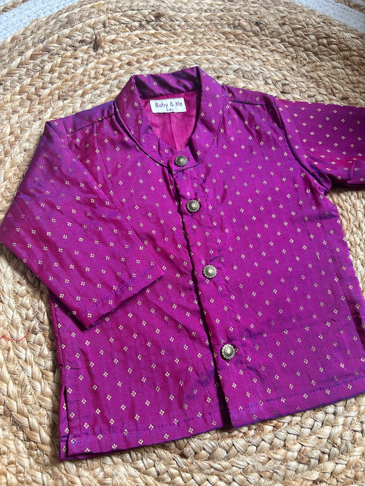 Dark Pink Traditional Kurta for baby boy ethnic top wear