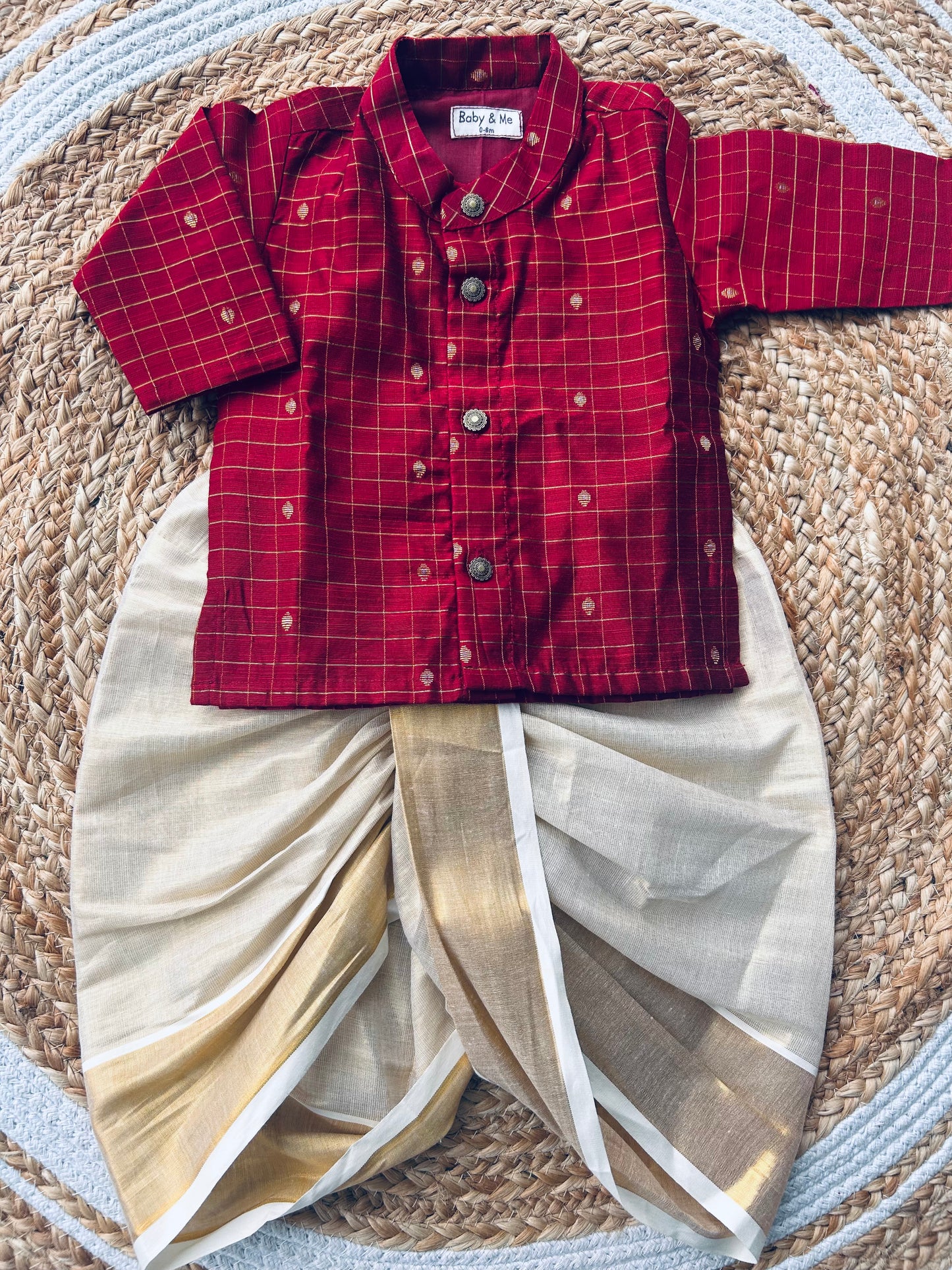 Reshme Chowka and gold Kurta Dhoti for baby boy - Festive Collection