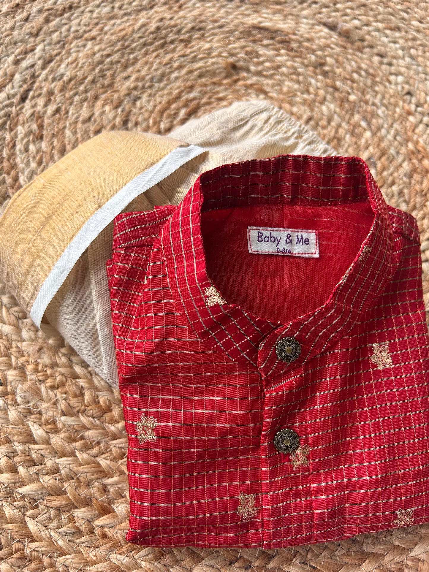 Reshme Chowka and gold Kurta Dhoti for baby boy - Festive Collection