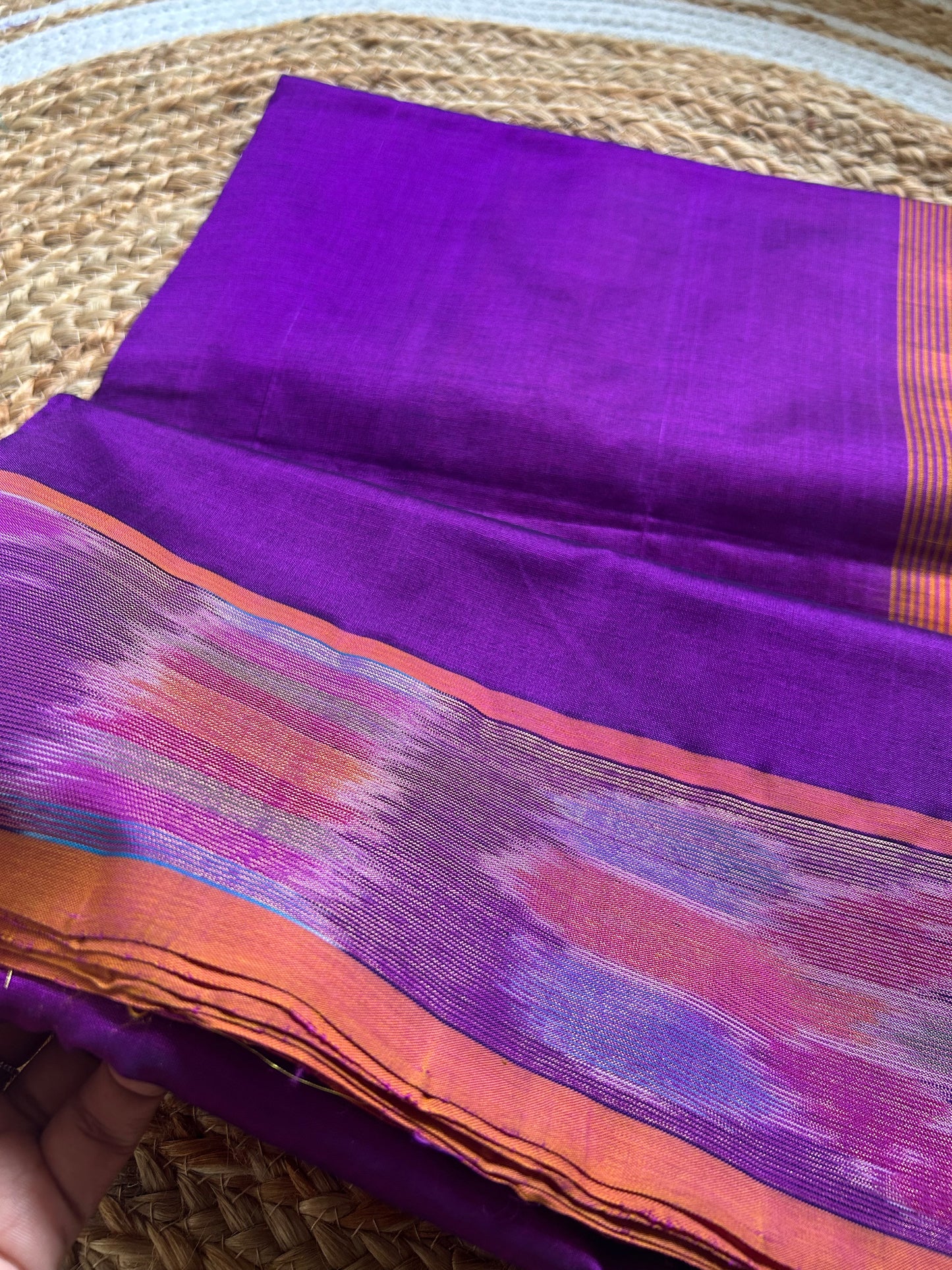 Meenakshi - Pure Kanchi Cotton pochampalli border Handloom (Kai Magga) Saree