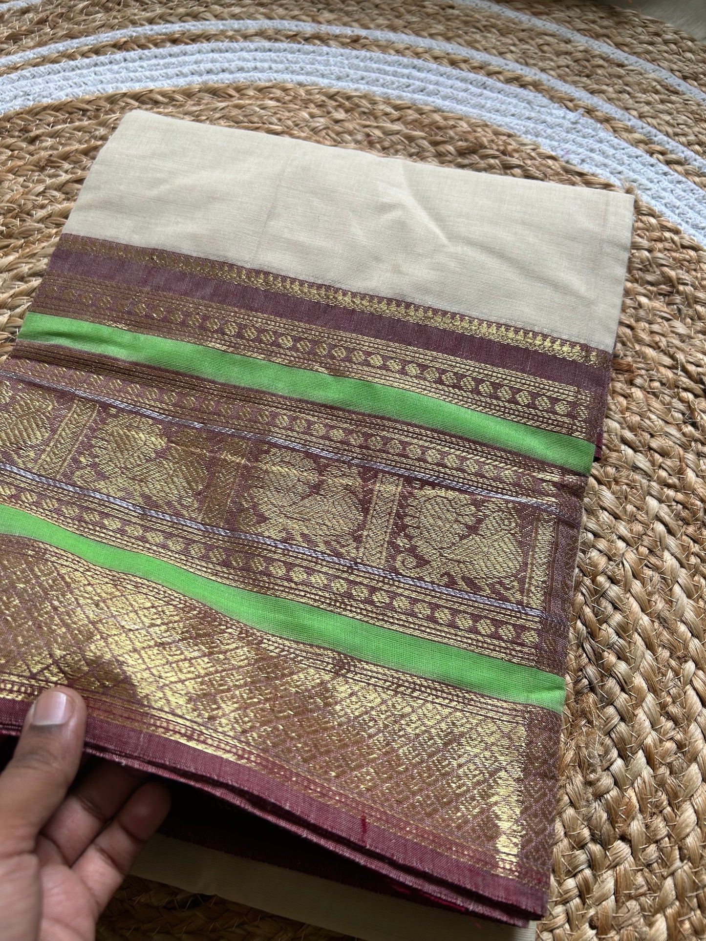 Kamakshi - Pure Kanchi Cotton Handloom ( Kai Magga) Saree