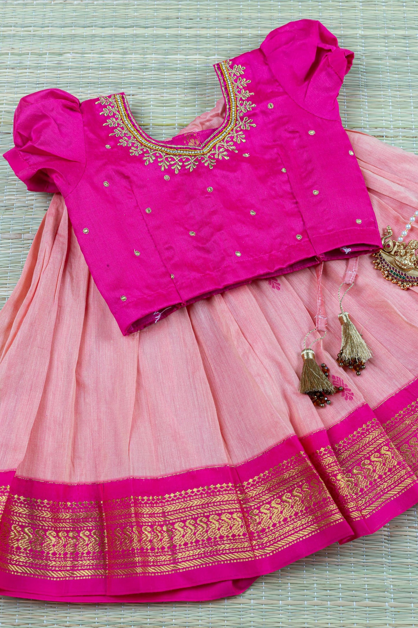 Pink and blush langa blouse ethnic wear for baby girl