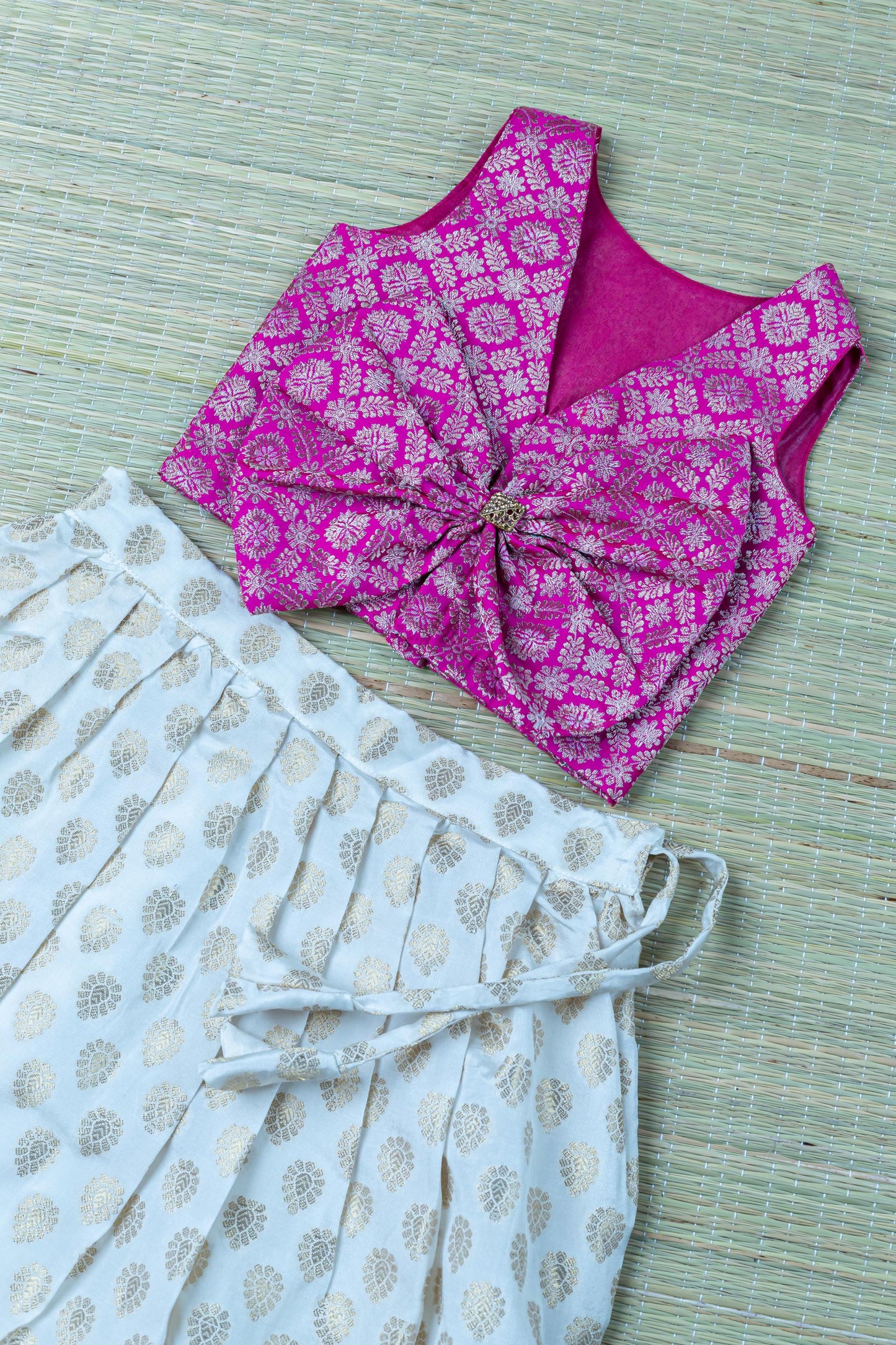 Banarasi designer bow blouse ethnic wear for baby girl