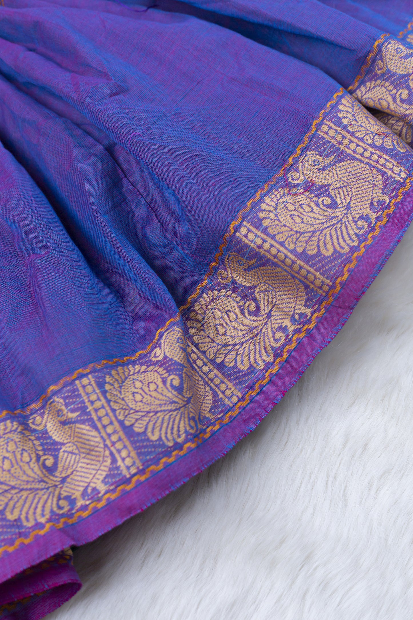 Jungle Green with purple (Vintage Collar) - Kanchi Cotton Silk South Indian Ethnic Frock for Baby Girl
