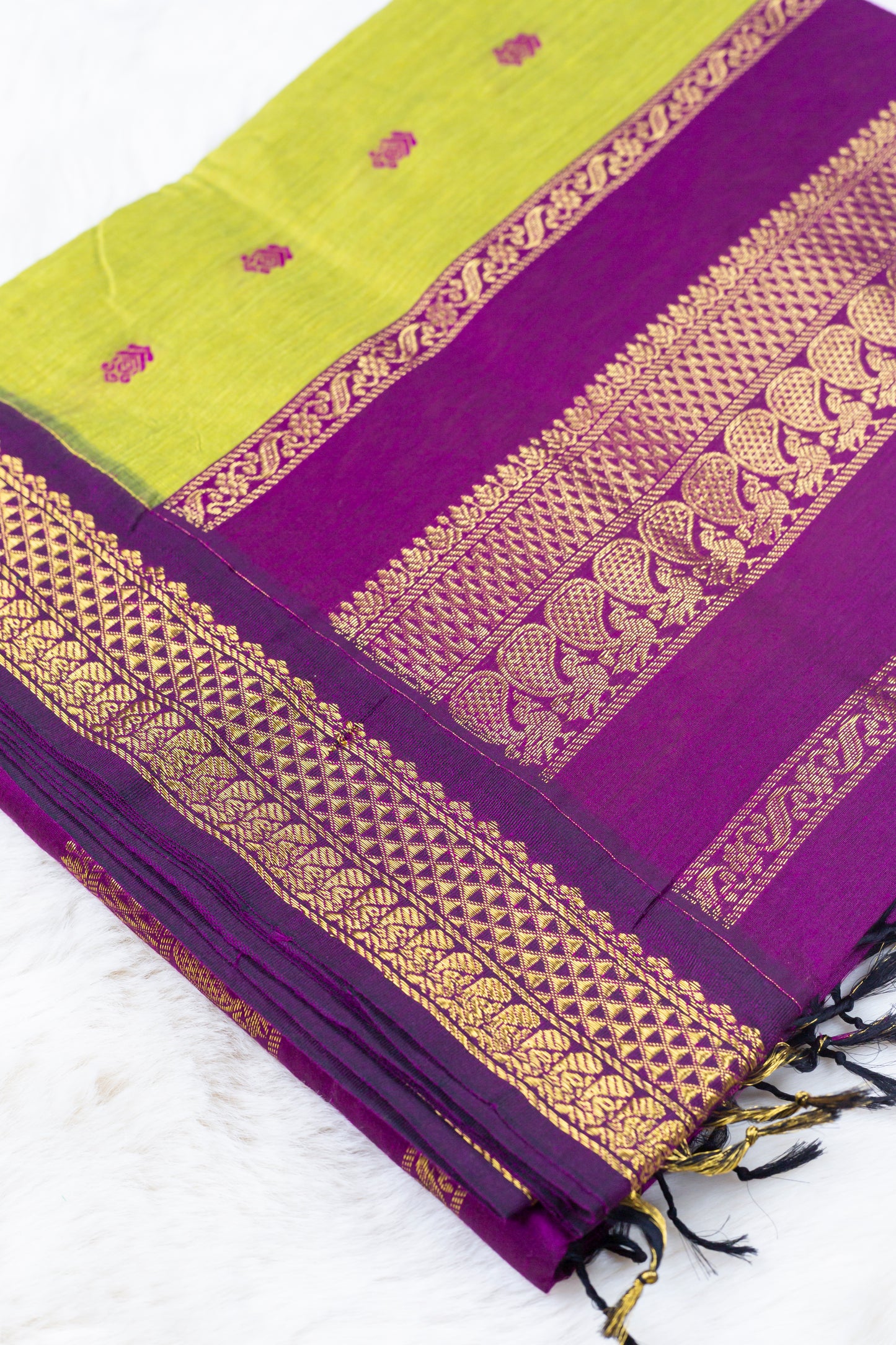 Green and wine - Premium Cotton Silk Saree with Contrast Blouse