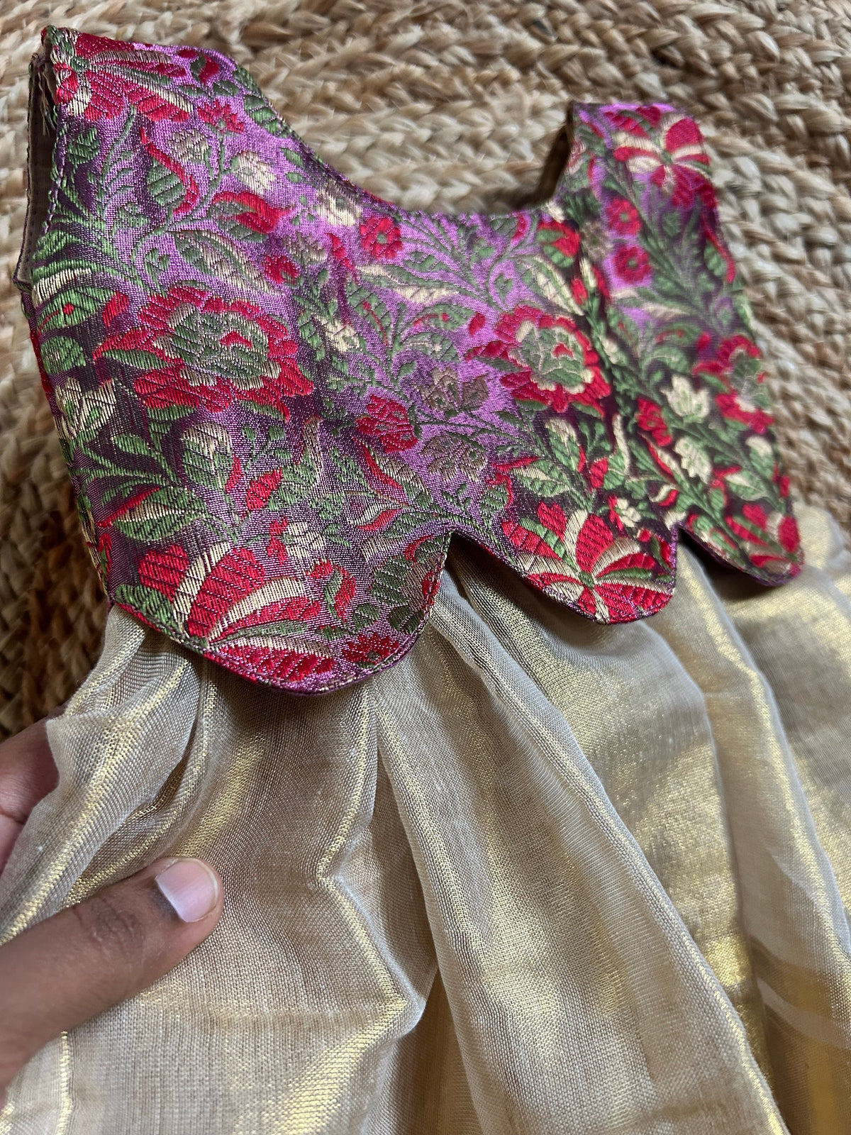 Gilded Rose Petal Infant Gown Ethnic Wear for Baby Girl – Birthday frock for Baby Girl