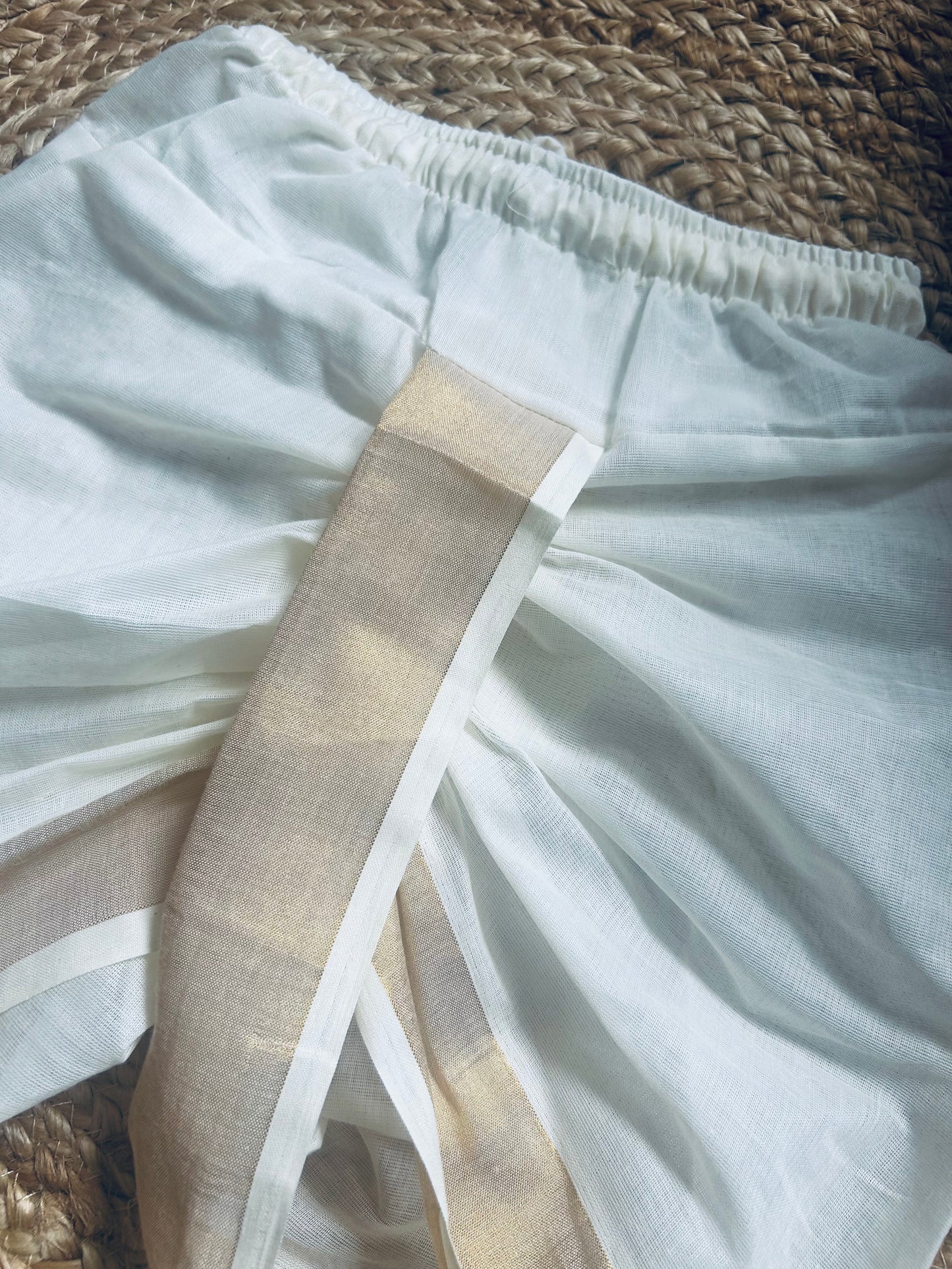 White Malini - Pure Kanchi Cotton handloom dhoti baby boy ethnic bottom wear