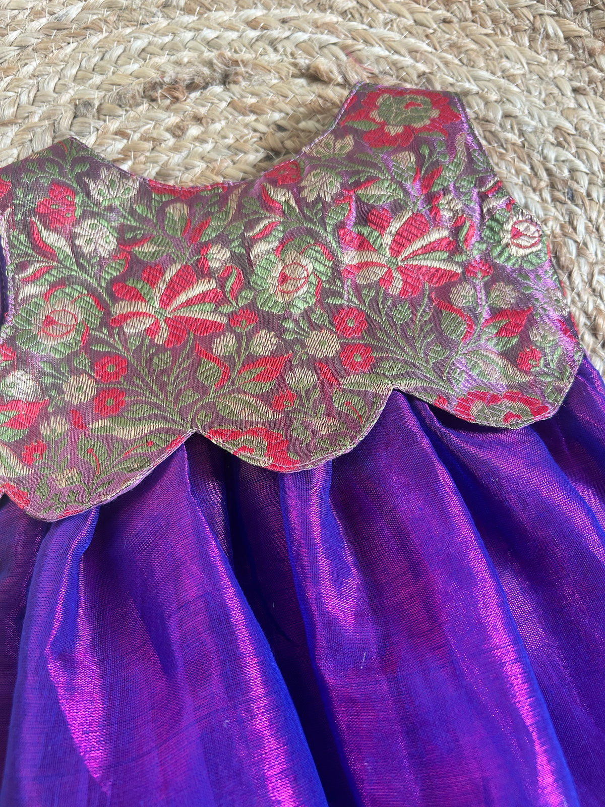 Purple with Gilded Rose Petal Infant Gown Ethnic Wear for Baby Girl – Birthday frock for Baby Girl