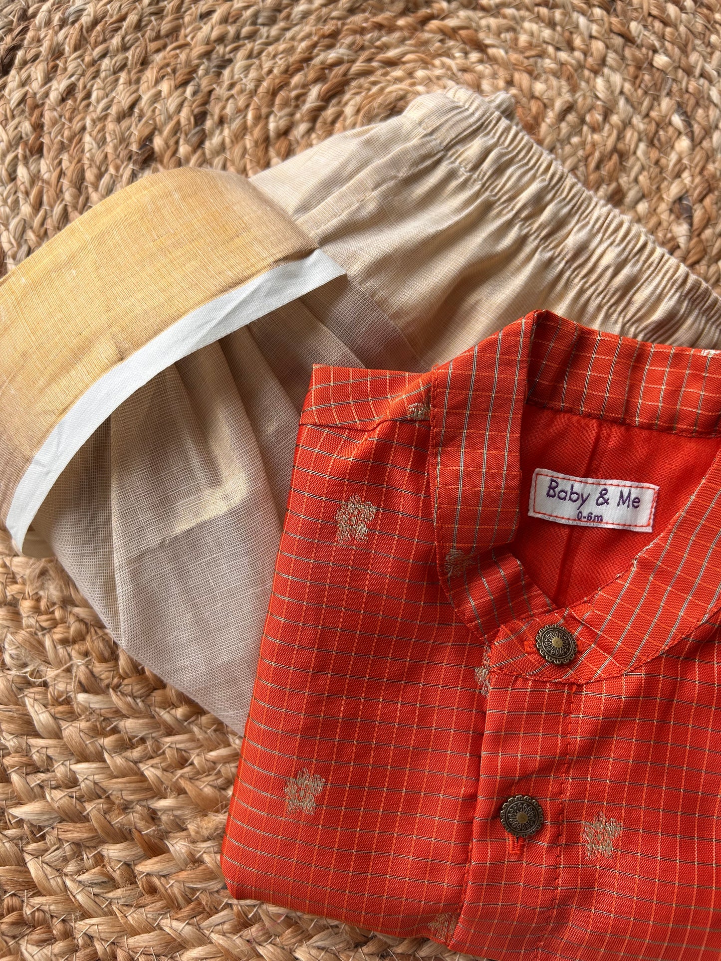 Reshme Chowka and gold Kurta Dhoti for baby boy - Festive Collection