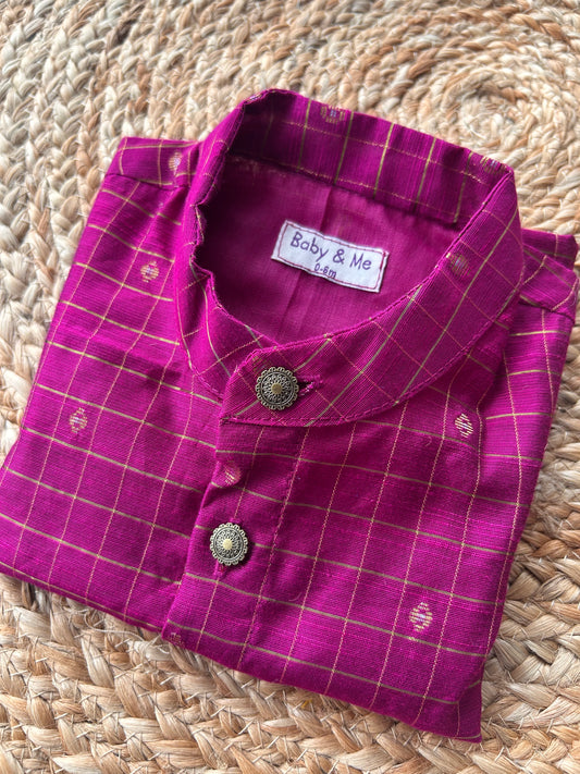 Pink checks Kurta for baby boy ethnic top wear