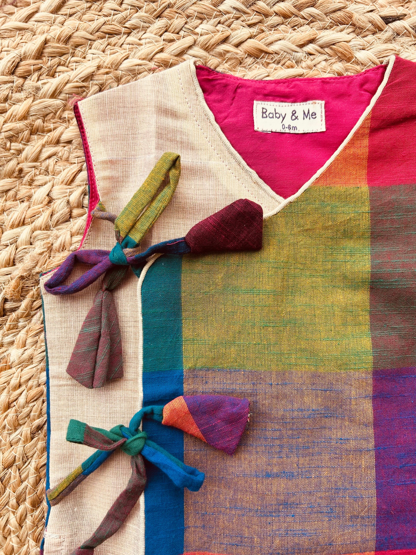Madras checks angrakha with gold tissue dhoti comfortable ethnic wear for baby boy