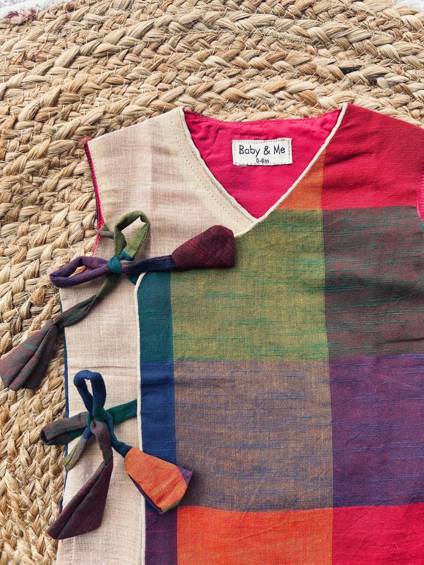 Madras checks angrakha with gold tissue dhoti comfortable ethnic wear for baby boy