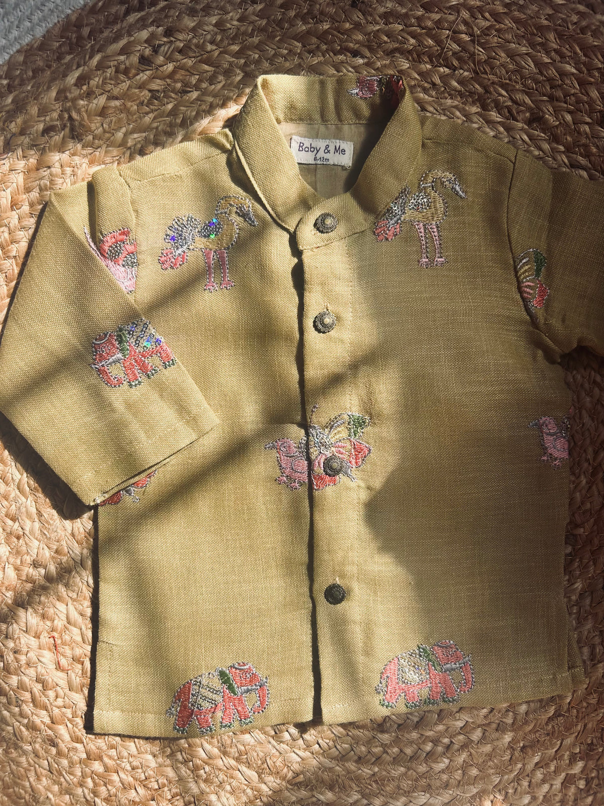 Yellow multi linen Kurta for baby boy ethnic top wear