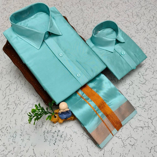 Sky Blue - Shirt Vesti Semi-Silk for Baby Boy