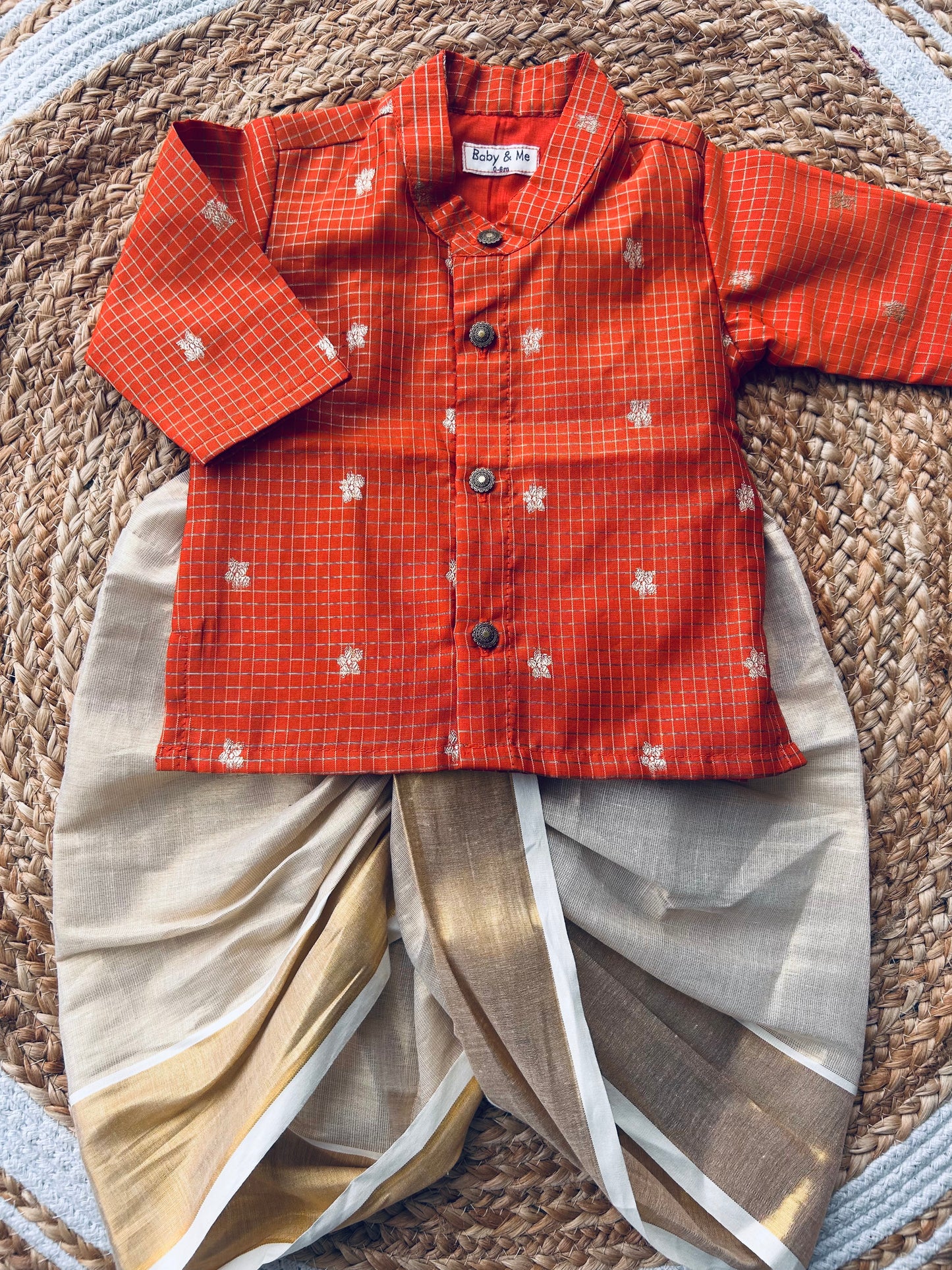 Reshme Chowka and gold Kurta Dhoti for baby boy - Festive Collection