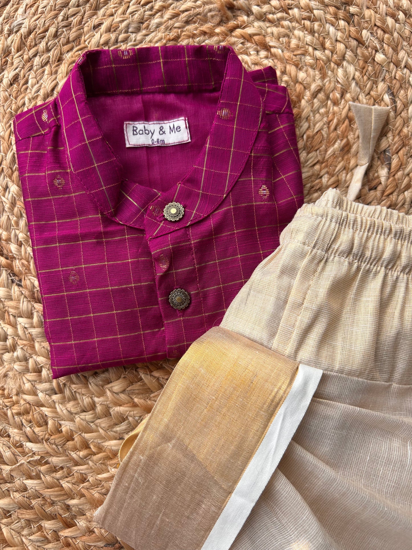 Reshme Chowka and gold Kurta Dhoti for baby boy - Festive Collection