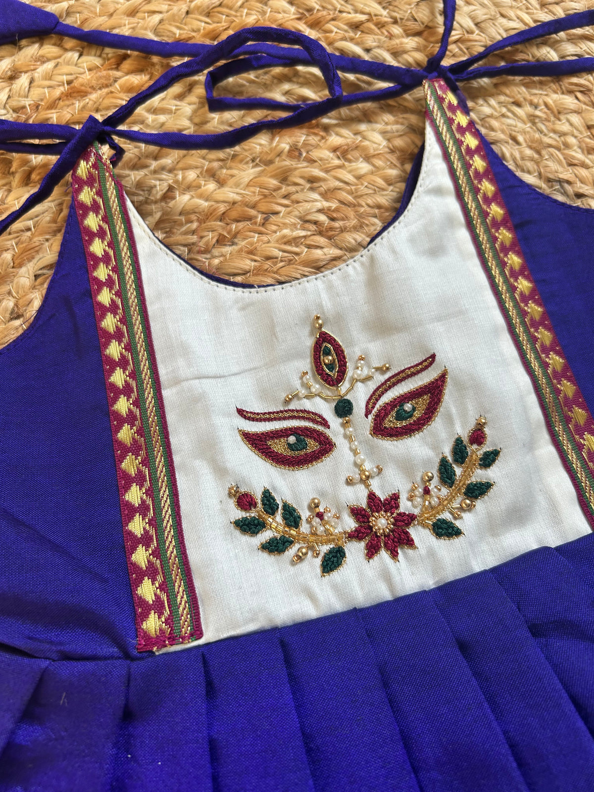 Royal Purple Durga Maa Hand-Embroidered Multi-Layered Ethnic Wear for Baby Girl – Traditional frock for Baby Girl
