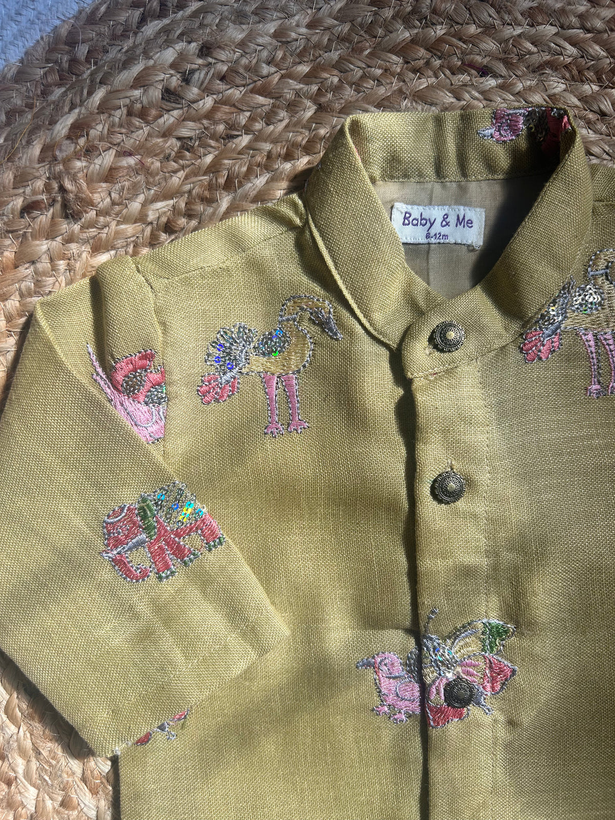 Yellow multi linen Kurta for baby boy ethnic top wear