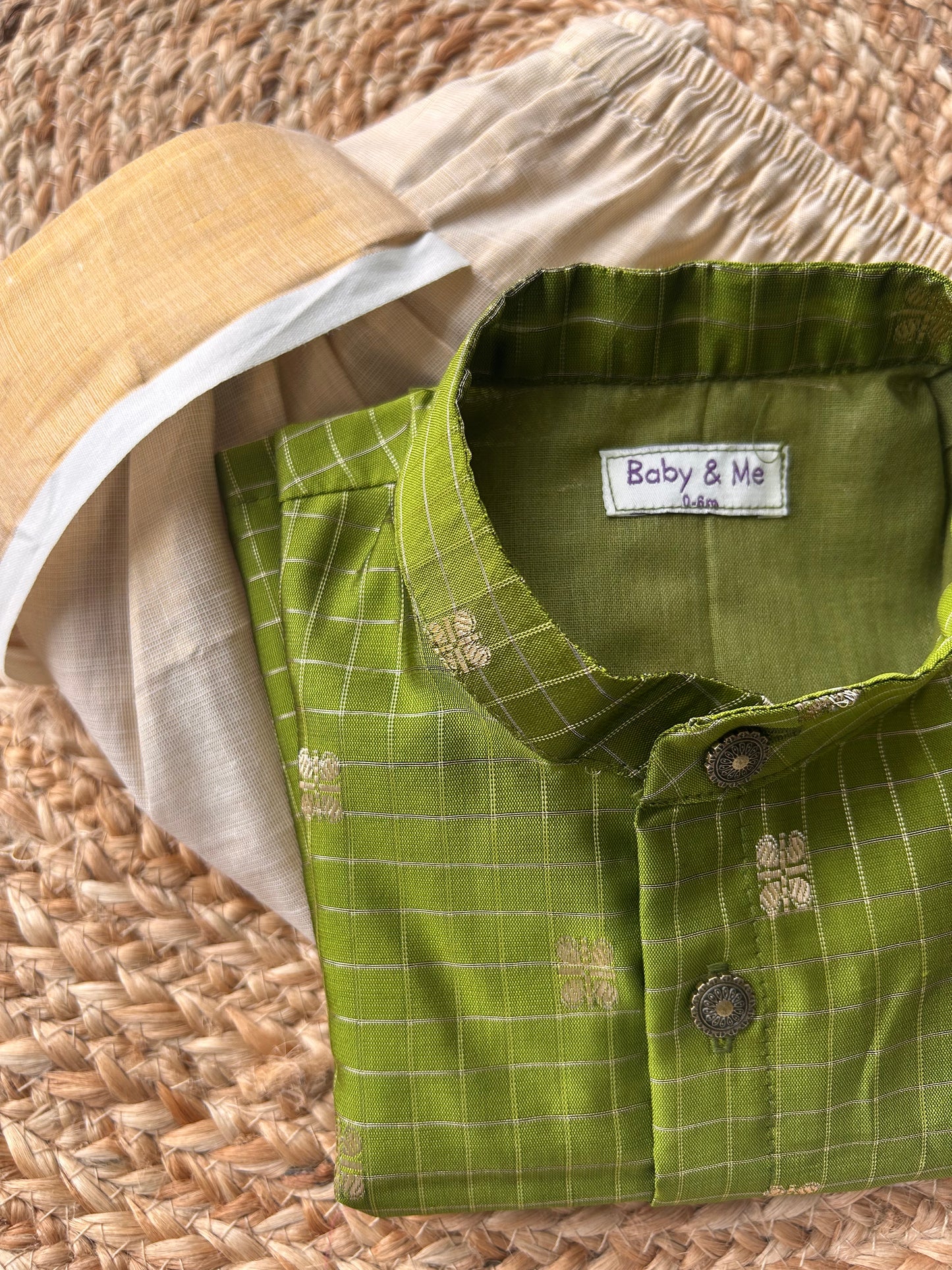 Reshme Chowka and gold Kurta Dhoti for baby boy - Festive Collection