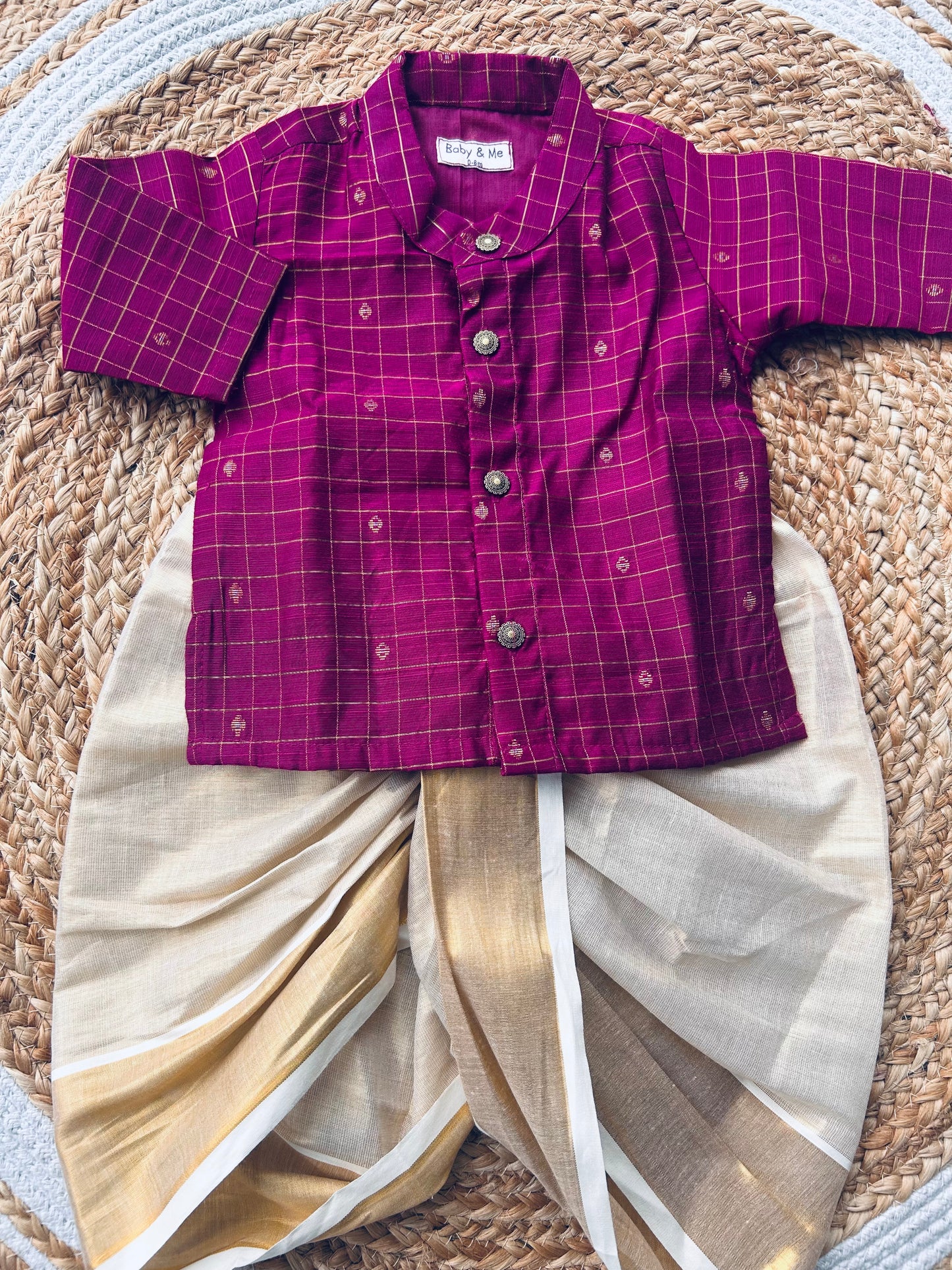 Reshme Chowka and gold Kurta Dhoti for baby boy - Festive Collection