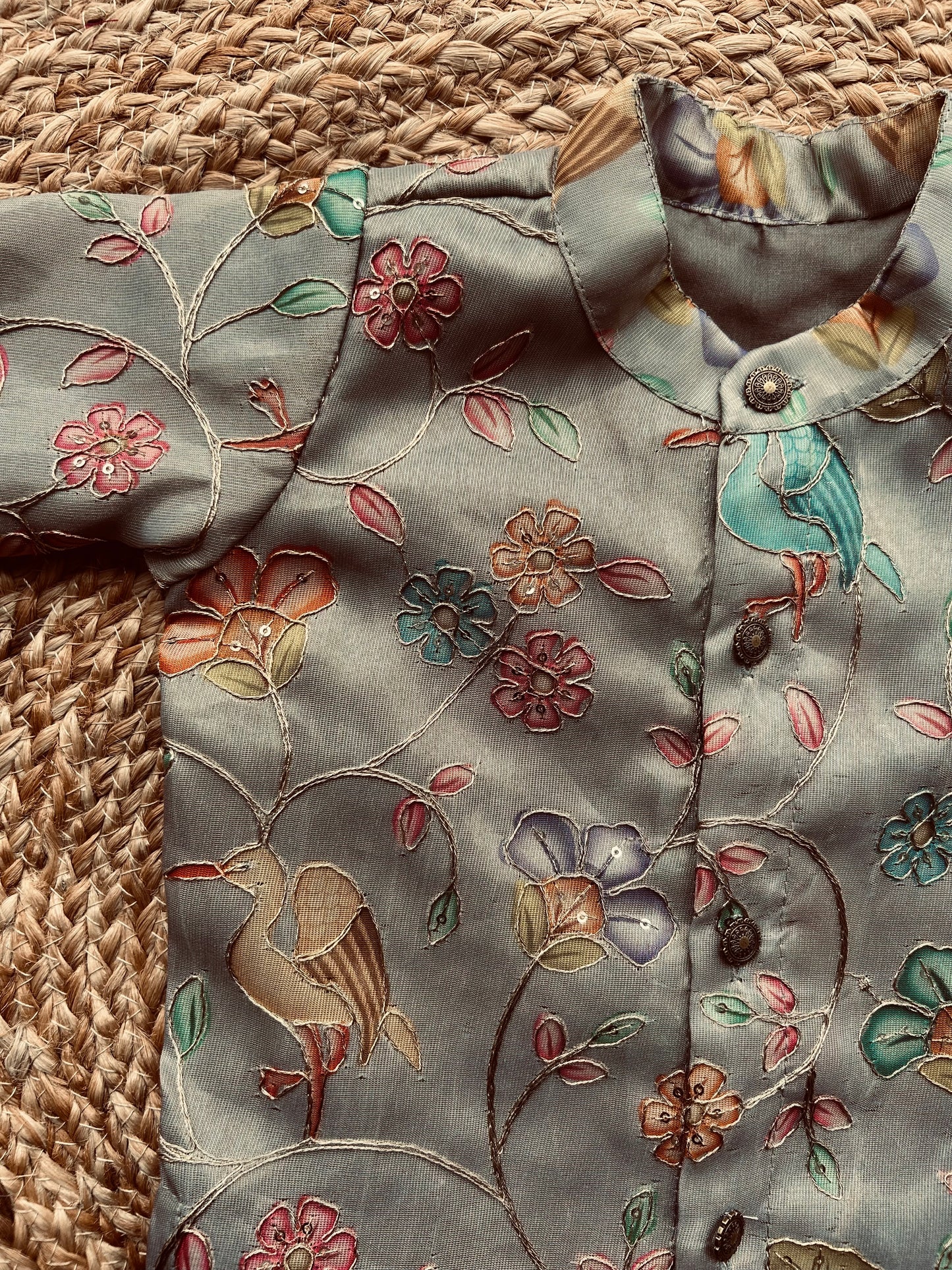 Floral Embroidered kurta with green dhoti comfortable ethnic wear for baby boy