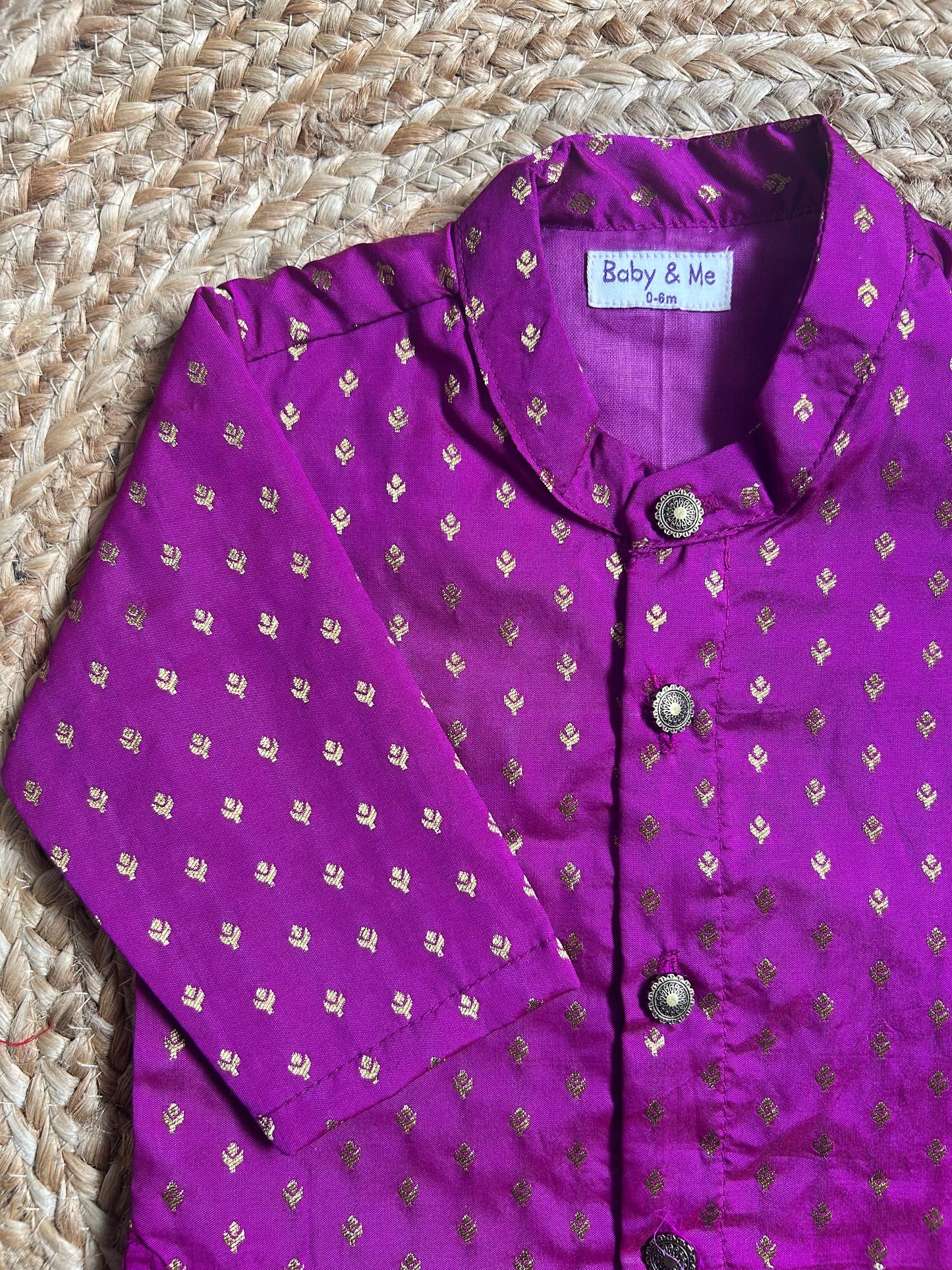 Dark Pink Traditional Kurta for baby boy ethnic top wear