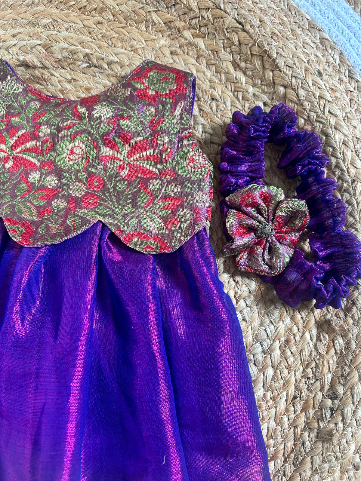 Purple with Gilded Rose Petal Infant Gown Ethnic Wear for Baby Girl – Birthday frock for Baby Girl