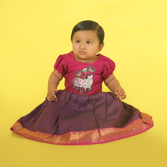  kids ethnic wear, pattu pavadai for kids, traditional dress for baby girl, ethnic wear for girls, pattu langa blouse designs for kids​, baby lehenga, baby lehenga, 1st birthday dress for baby girl​, baby langa blouse, lehenga choli for girls, indian dresses for girls, traditional dress for girls