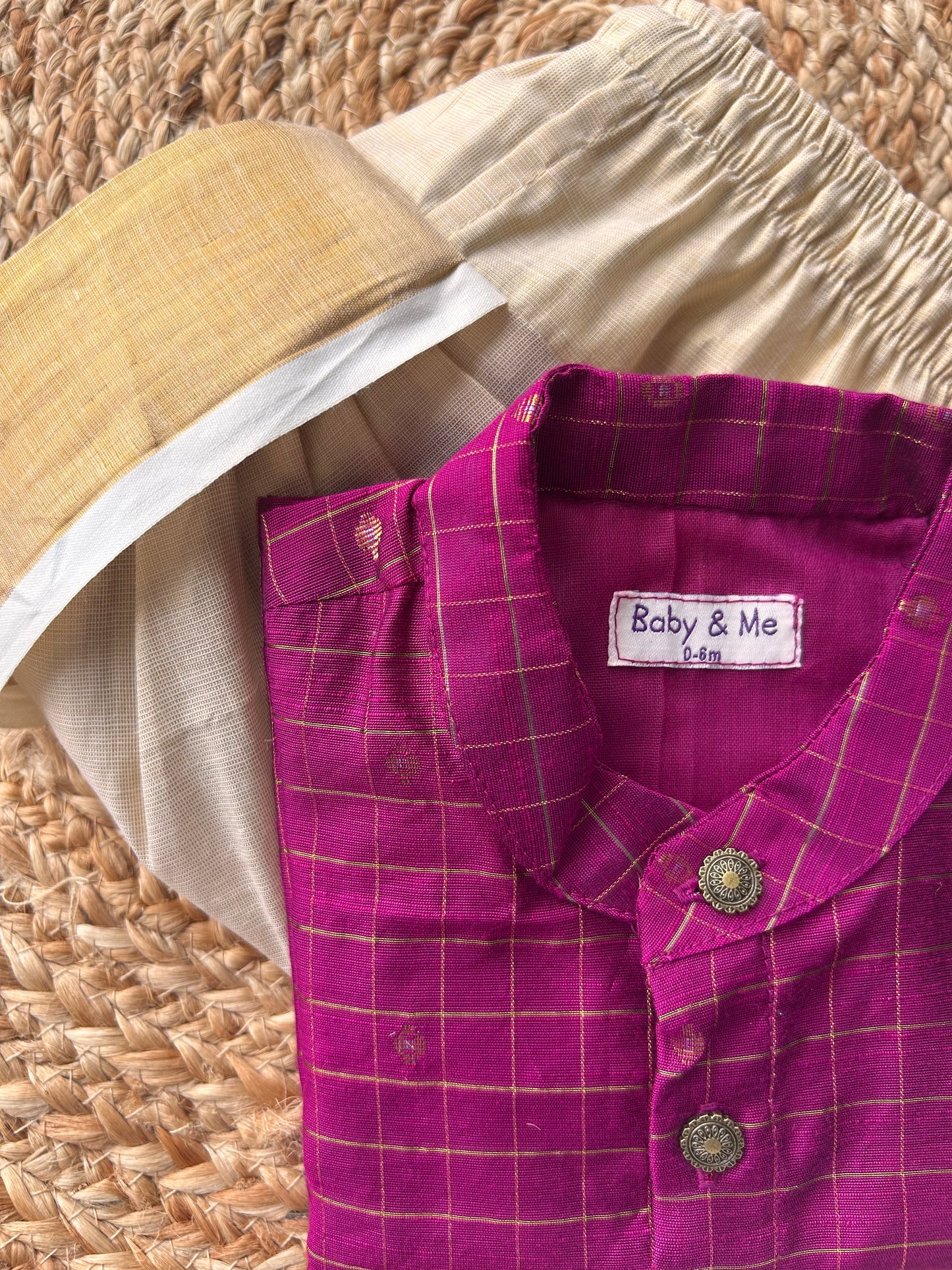 Reshme Chowka and gold Kurta Dhoti for baby boy - Festive Collection