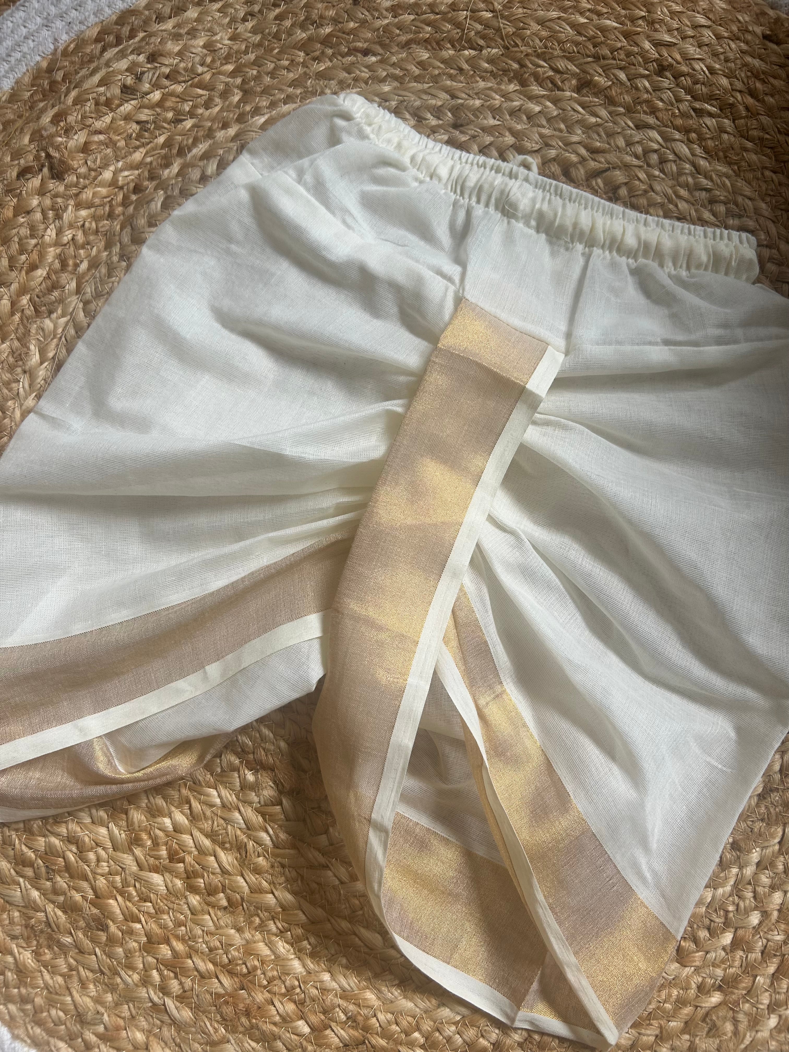 White Malini - Pure Kanchi Cotton handloom dhoti baby boy ethnic bottom wear
