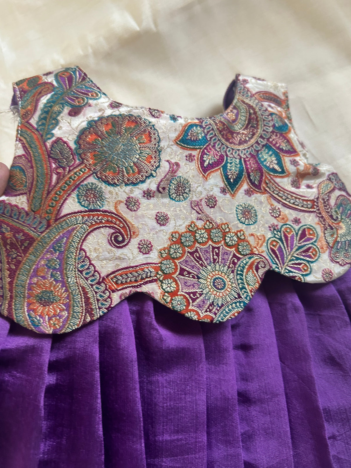 Traditional Violet & Sandalwood Festive Gown Ethnic Wear for Baby Girl  – Birthday frock for Baby Girl