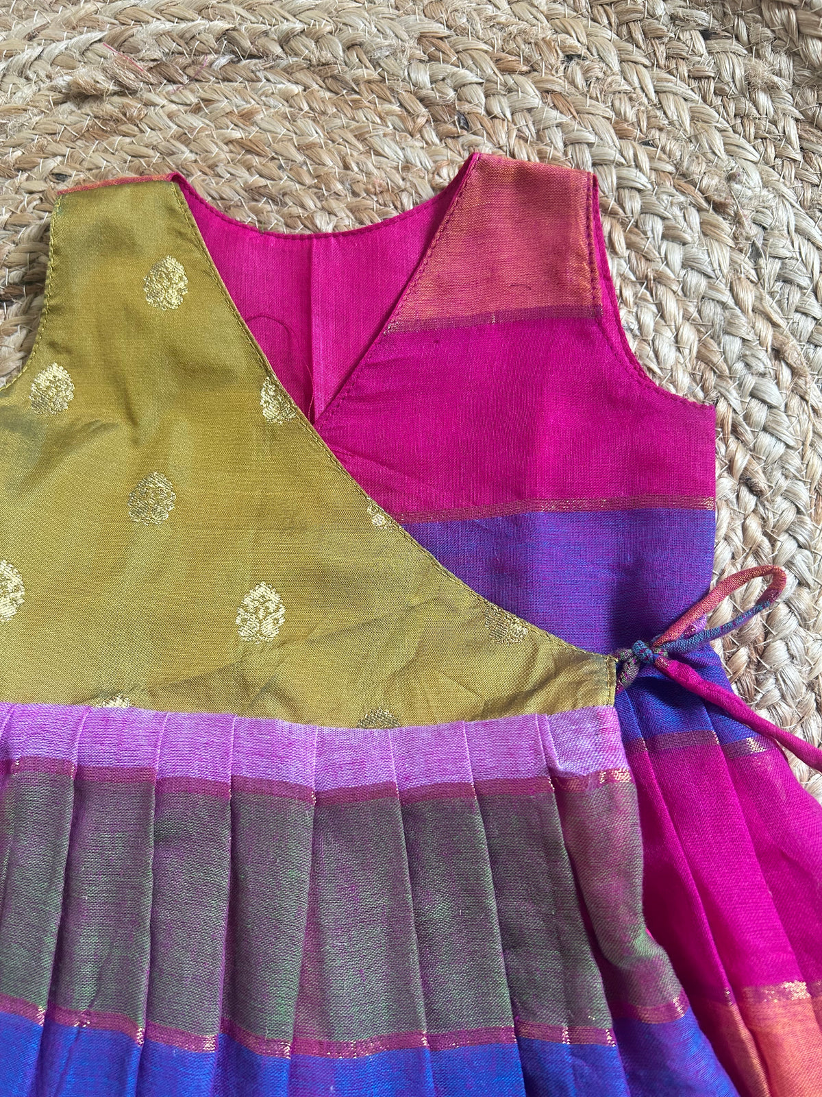 Multicolor kanchi cotton Angrakha-Style  Ethnic Wear for Baby Girl – Traditional frock for Baby Girl