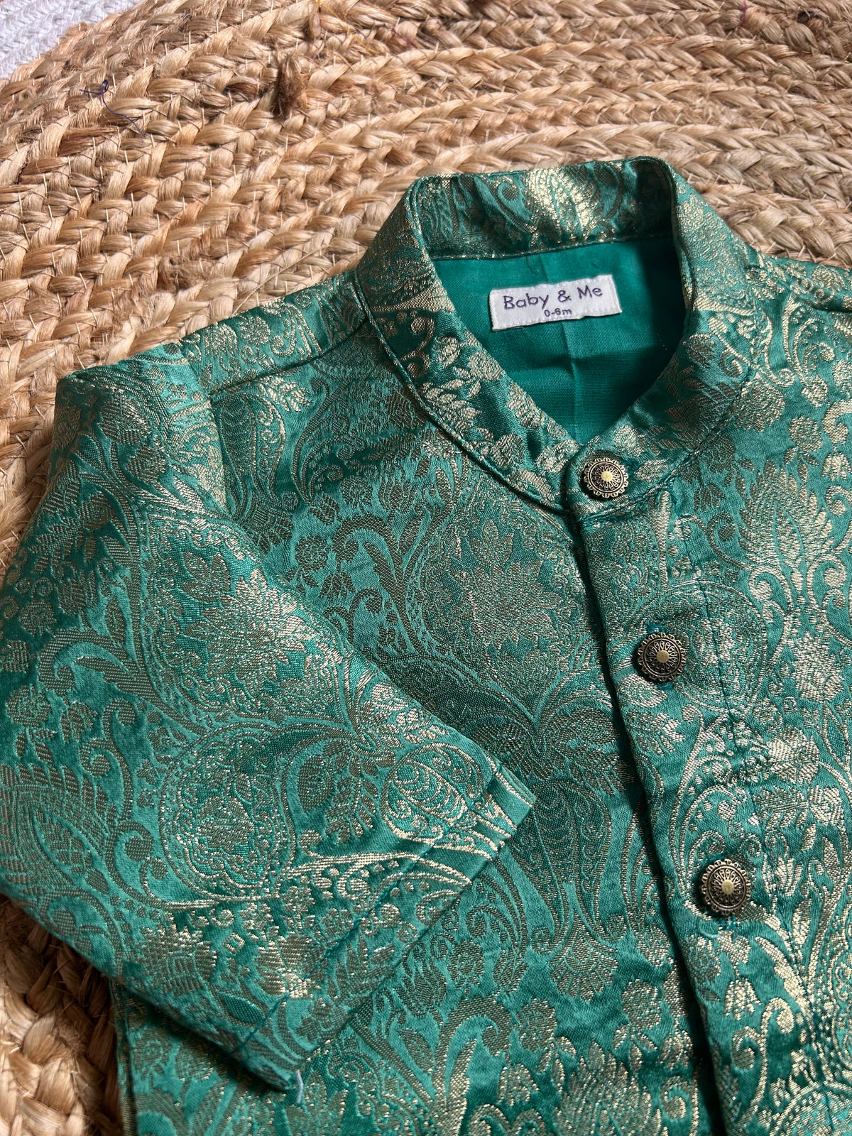 Pista green Banarasi Traditional Kurta for baby boy ethnic top wear