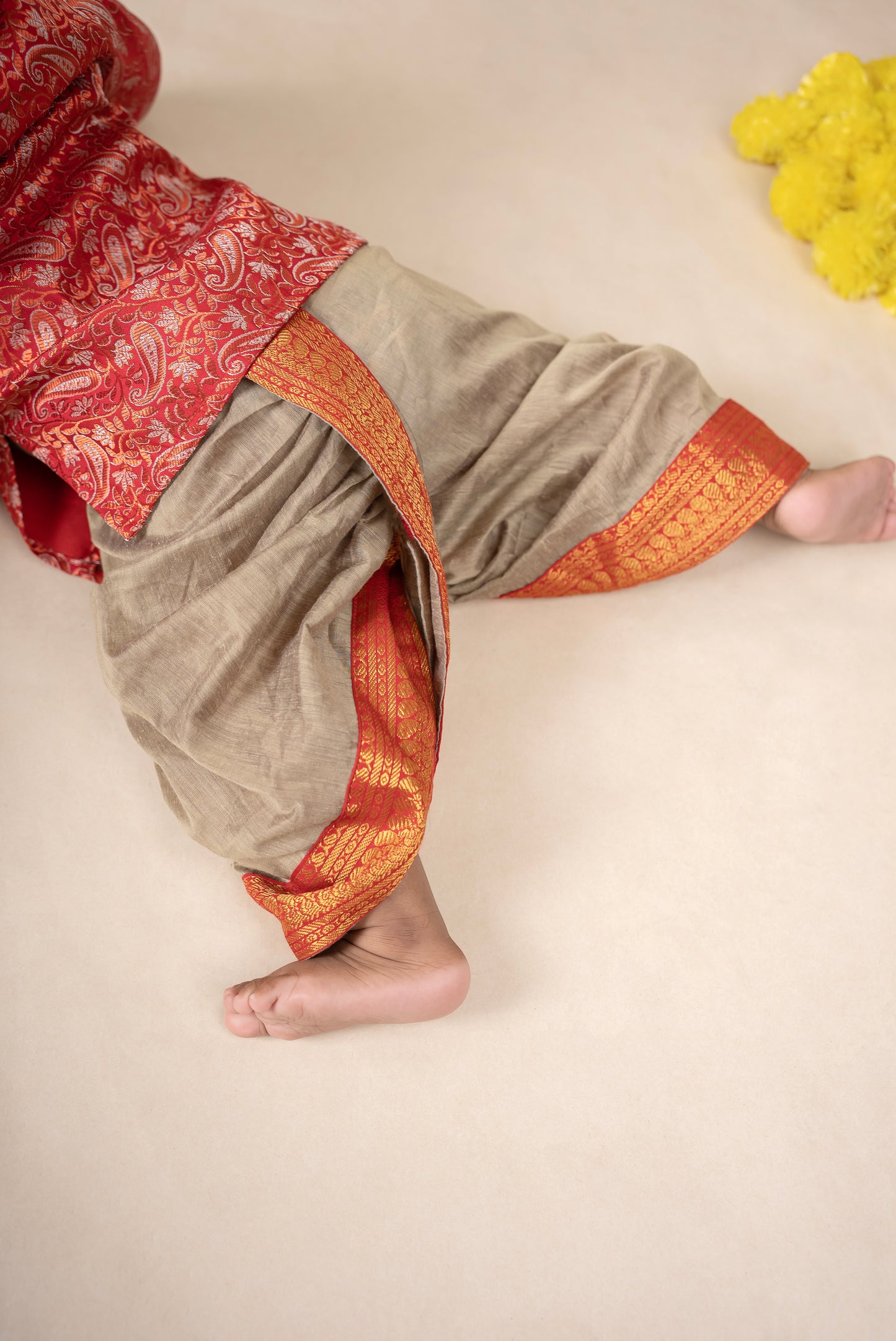 Red and Grey Ethnic Kurta Dhoti Dress for Baby Boy