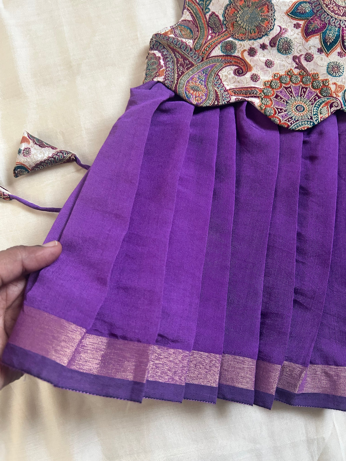 Traditional Violet & Sandalwood Festive Gown Ethnic Wear for Baby Girl  – Birthday frock for Baby Girl