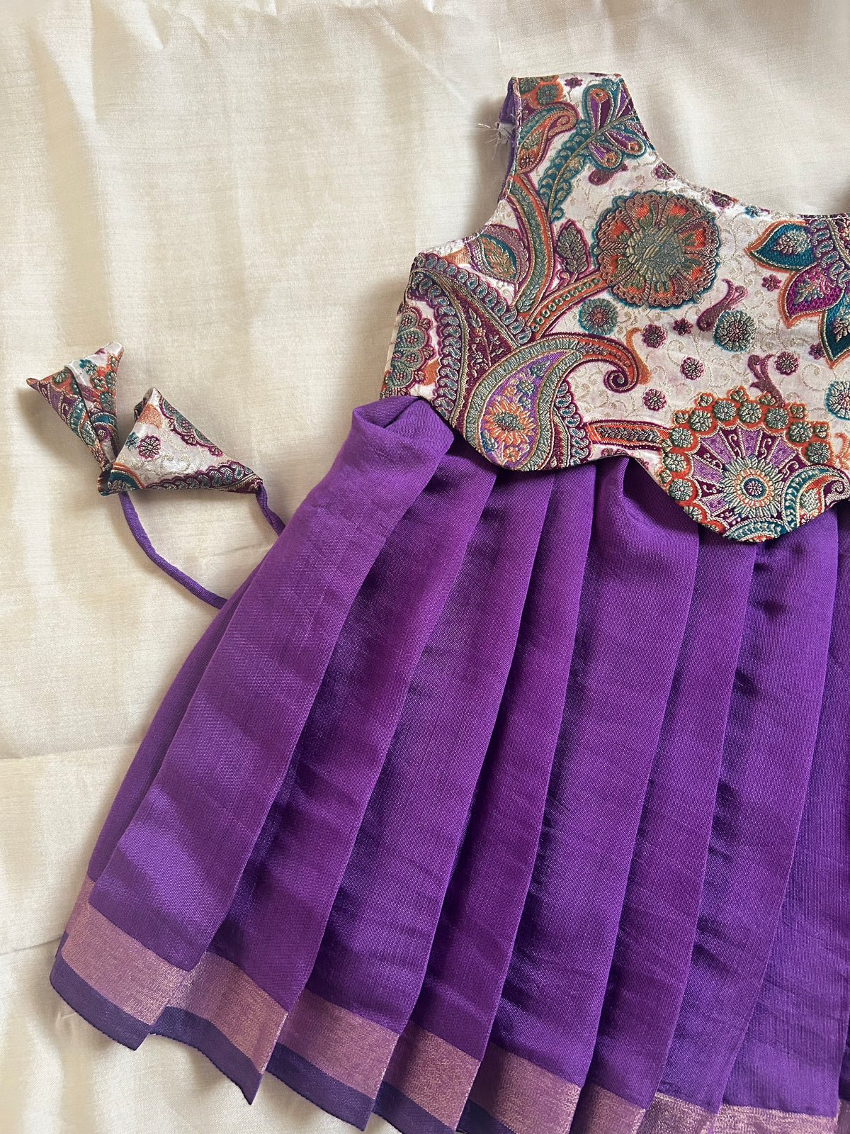 Traditional Violet & Sandalwood Festive Gown Ethnic Wear for Baby Girl  – Birthday frock for Baby Girl