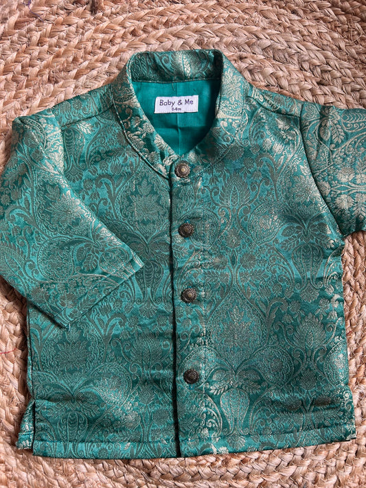 Pista green Banarasi Traditional Kurta for baby boy ethnic top wear