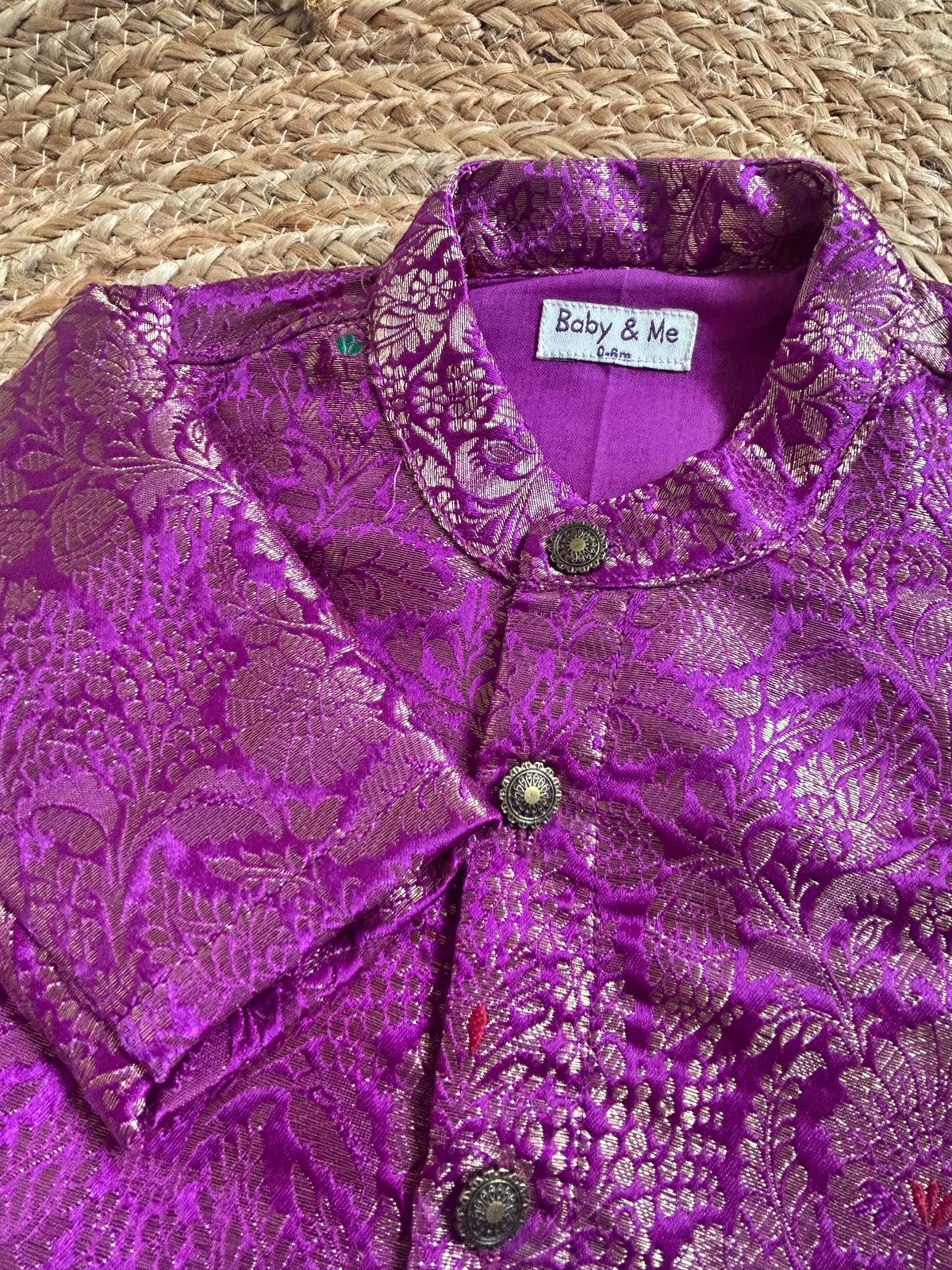 Royal Baingan Deep Purple Banarasi Traditional Kurta for baby boy ethnic top wear