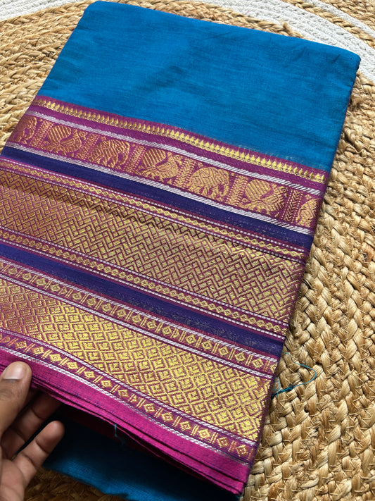 Chamundeshwari - Pure Kanchi Cotton Handloom ( Kai Magga) Saree