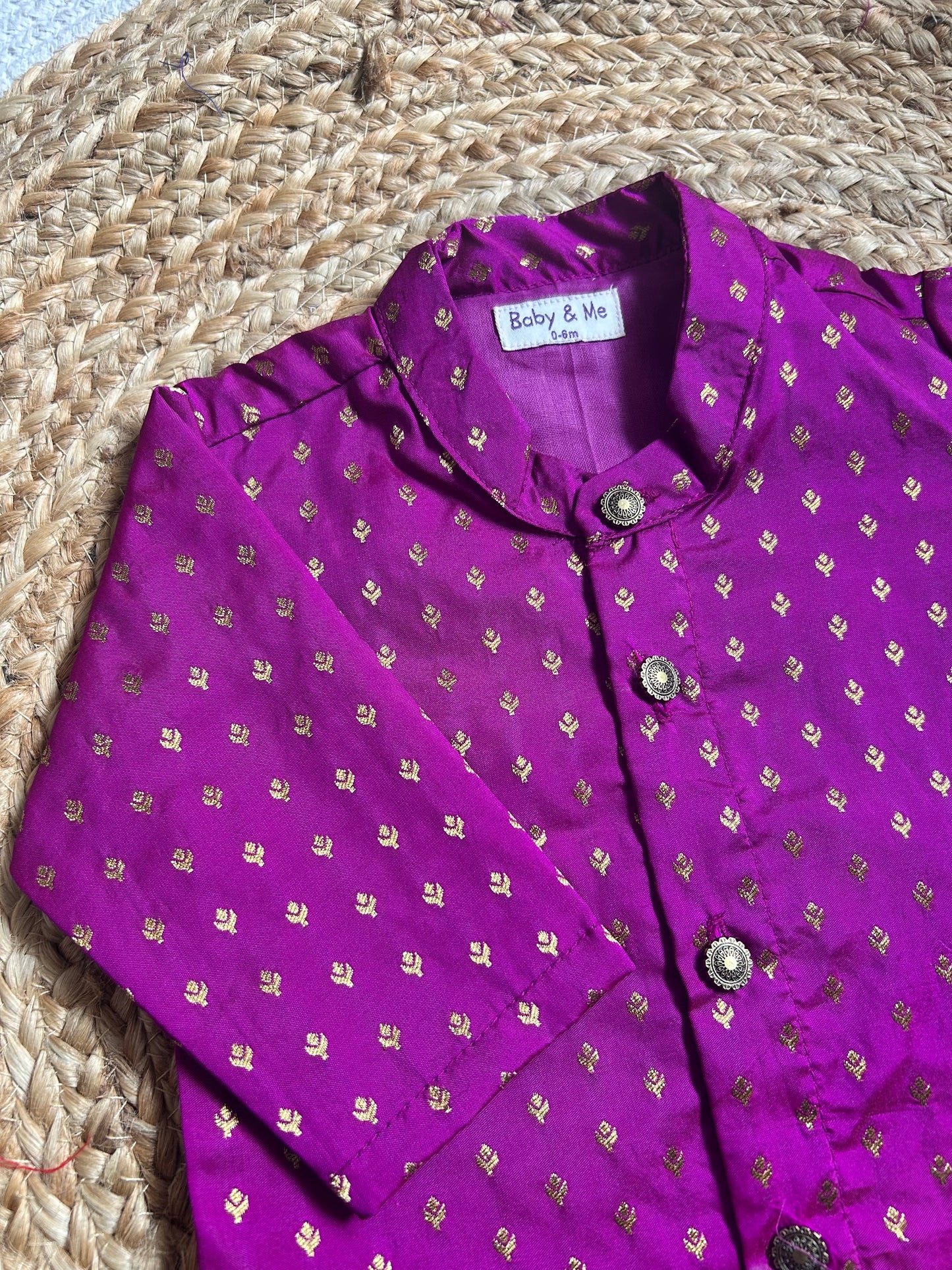Dark Pink Traditional Kurta for baby boy ethnic top wear