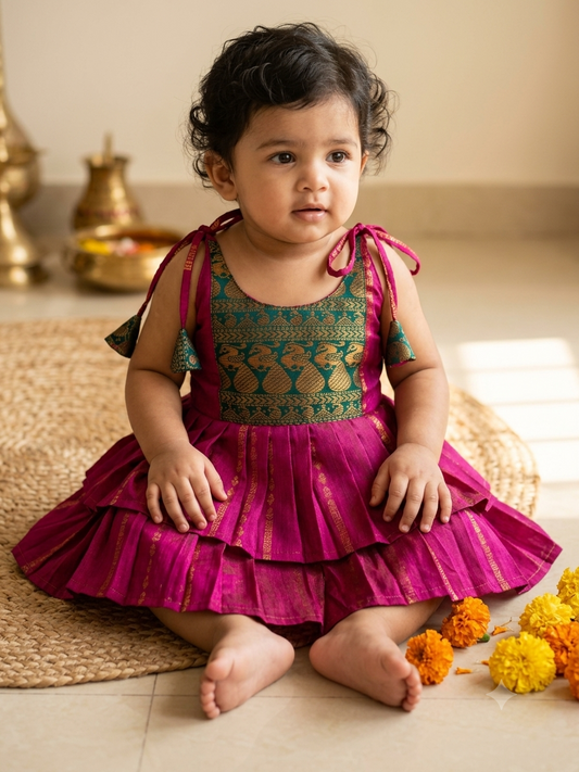 Sundari layered tie-up Ethnic Wear for Baby Girl – Traditional frock for Baby Girl