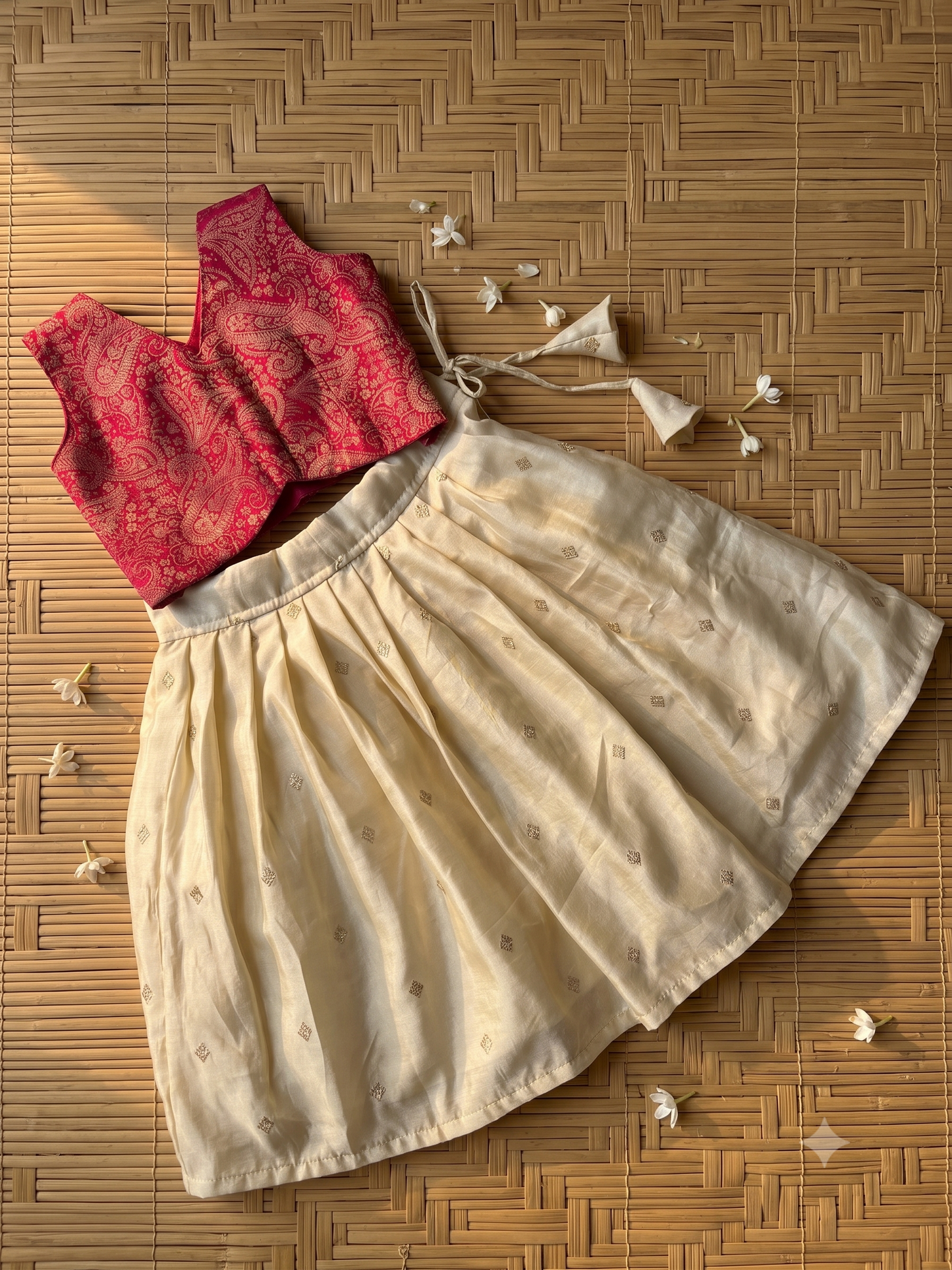 Pink and cream langa blouse south indian ethnic wear