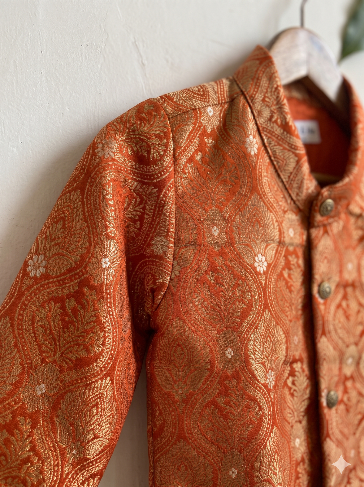 Orange Banarasi Traditional Kurta for baby boy ethnic top wear