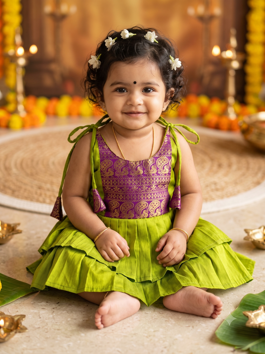 Chinnari layered tie-up Ethnic Wear for Baby Girl – Traditional frock for Baby Girl