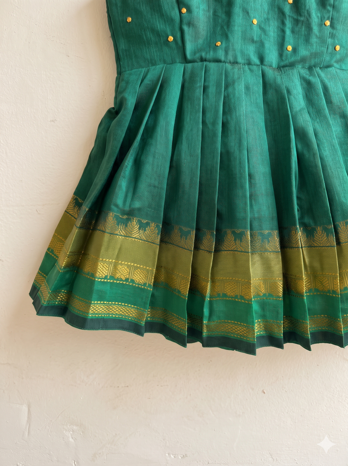 Bottle green neck Embroidery sleeveless  Ethnic Wear for Baby Girl – Traditional frock for Baby Girl