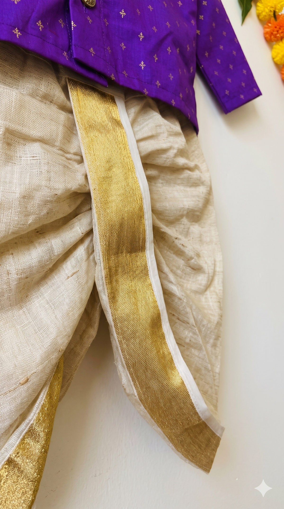 Purple shade kurta traditional gold dhoti ethnic wear for baby boy