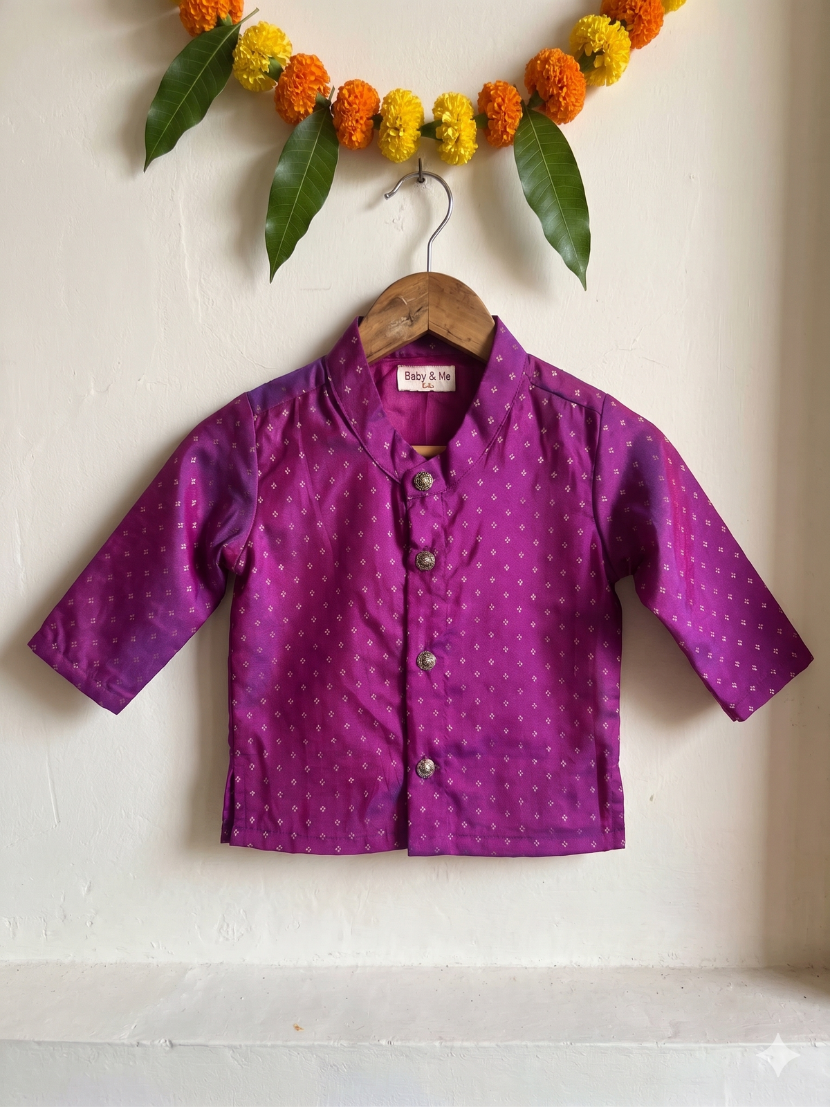 Dark Pink Traditional Kurta for baby boy ethnic top wear