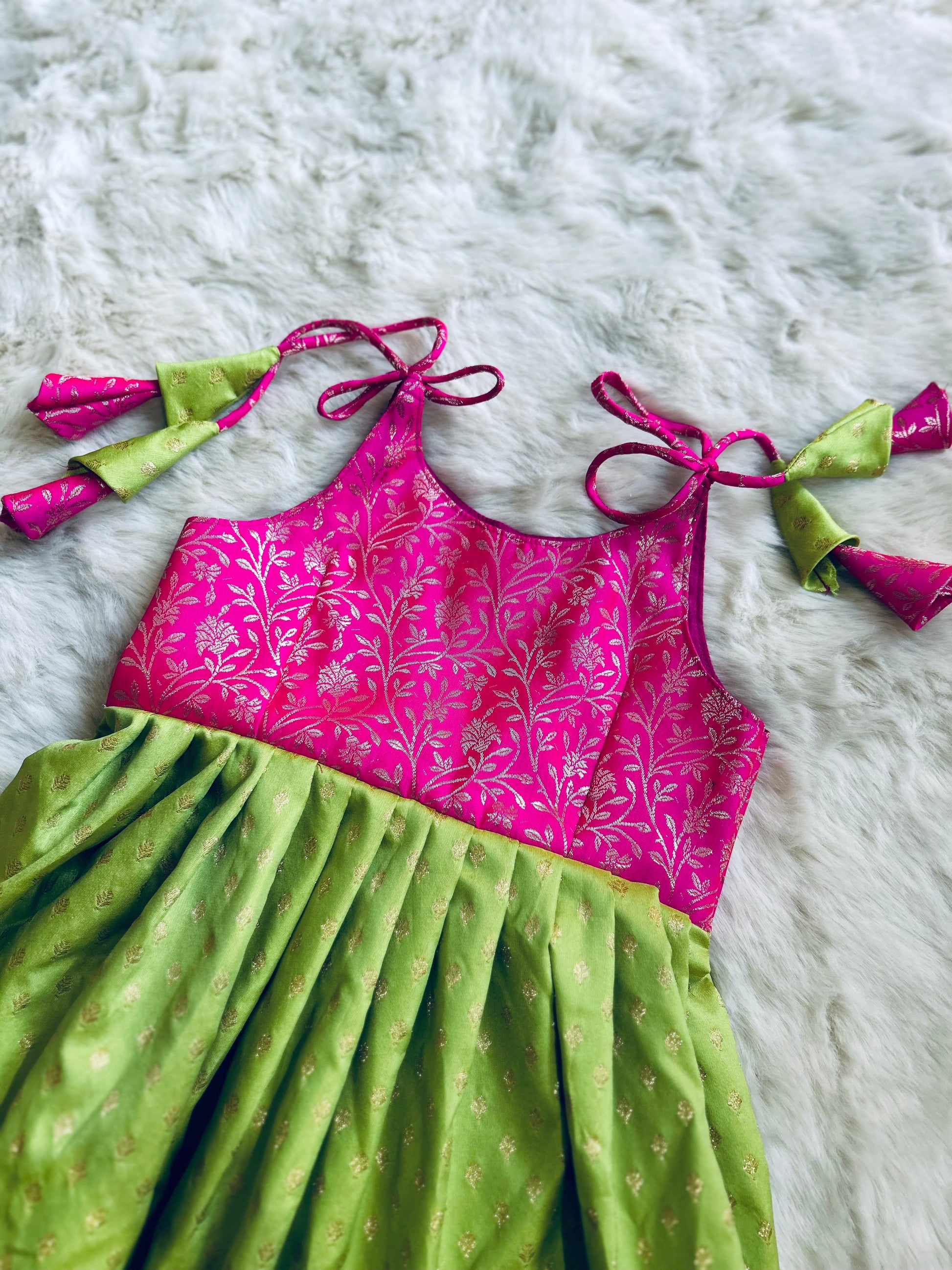 Pink and hotsell parrot green dress